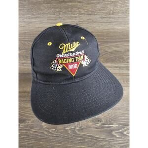 Vintage Miller Genuine Draft MGD Racing Team Black Snapback Hat Rust Wallace #2